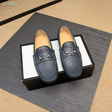 Load image into Gallery viewer, Gucci Men Leather Driver with Horsebit-Navy