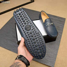Load image into Gallery viewer, Gucci Men Leather Driver with Horsebit-Navy