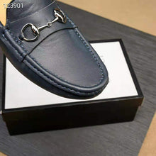 Load image into Gallery viewer, Gucci Men Leather Driver with Horsebit-Navy