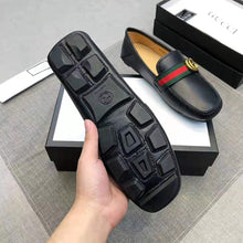 Load image into Gallery viewer, Gucci Men Leather Driver with Web-Black