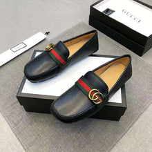 Load image into Gallery viewer, Gucci Men Leather Driver with Web-Black
