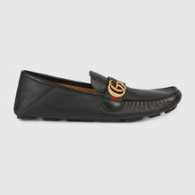 Load image into Gallery viewer, Gucci Men Leather Driver with Web-Black