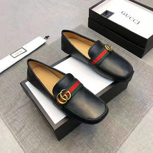 Load image into Gallery viewer, Gucci Men Leather Driver with Web-Black