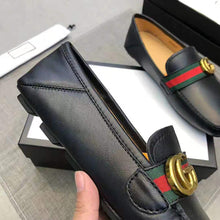 Load image into Gallery viewer, Gucci Men Leather Driver with Web-Black