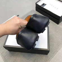 Load image into Gallery viewer, Gucci Men Leather Driver with Web-Black
