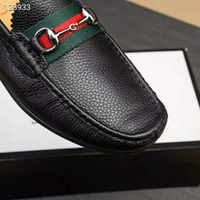 Load image into Gallery viewer, Gucci Men Leather Driver with Web-Black
