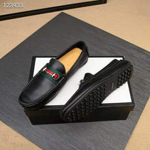 Load image into Gallery viewer, Gucci Men Leather Driver with Web-Black
