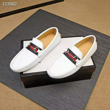 Load image into Gallery viewer, Gucci Men Leather Driver with Web-White