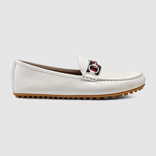 Load image into Gallery viewer, Gucci Men Leather Driver with Web-White