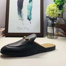 Load image into Gallery viewer, Gucci Men Leather Horsebit Slipper in 1.3 cm Heel Height-Black