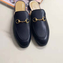 Load image into Gallery viewer, Gucci Men Leather Horsebit Slipper in 1.3 cm Heel Height-Black