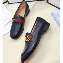 Load image into Gallery viewer, Gucci Men Leather Loafer with GG Web Shoes-Black
