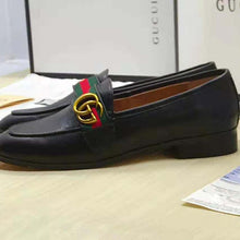 Load image into Gallery viewer, Gucci Men Leather Loafer with GG Web Shoes-Black
