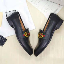 Load image into Gallery viewer, Gucci Men Leather Loafer with GG Web Shoes-Black