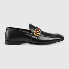 Load image into Gallery viewer, Gucci Men Leather Loafer with GG Web Shoes-Black