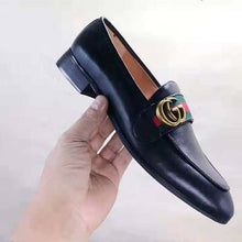 Load image into Gallery viewer, Gucci Men Leather Loafer with GG Web Shoes-Black