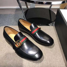 Load image into Gallery viewer, Gucci Men Leather Loafer with GG Web Shoes-Black