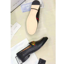 Load image into Gallery viewer, Gucci Men Leather Loafer with GG Web Shoes-Black