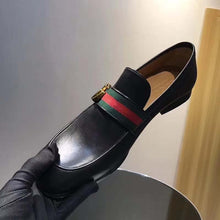 Load image into Gallery viewer, Gucci Men Leather Loafer with GG Web Shoes-Black