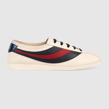 Load image into Gallery viewer, Gucci Men Leather Low-Top Sneaker Shoes with Web Stripe-White