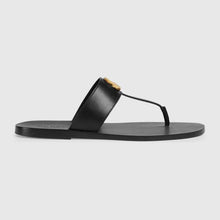 Load image into Gallery viewer, Gucci Men Leather Thong Sandal with Double G-Black