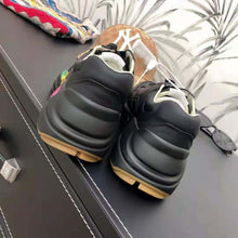 Load image into Gallery viewer, Gucci Men Rhyton Leather Sneaker with Gucci Logo in 5.1 cm Height-Black