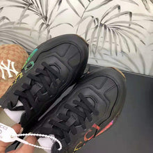 Load image into Gallery viewer, Gucci Men Rhyton Leather Sneaker with Gucci Logo in 5.1 cm Height-Black