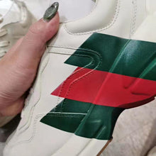 Load image into Gallery viewer, Gucci Men Rhyton Web Print Leather Sneaker in 5.1 cm Height-Beige