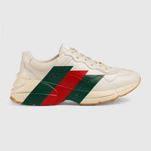 Load image into Gallery viewer, Gucci Men Rhyton Web Print Leather Sneaker in 5.1 cm Height-Beige