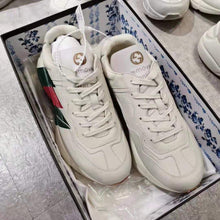 Load image into Gallery viewer, Gucci Men Rhyton Web Print Leather Sneaker in 5.1 cm Height-Beige
