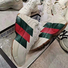 Load image into Gallery viewer, Gucci Men Rhyton Web Print Leather Sneaker in 5.1 cm Height-Beige
