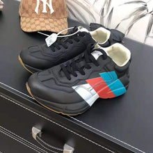 Load image into Gallery viewer, Gucci Men Rhyton Web Print Leather Sneaker in 5.1 cm Height-Black