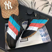 Load image into Gallery viewer, Gucci Men Rhyton Web Print Leather Sneaker in 5.1 cm Height-Black
