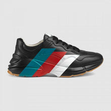 Load image into Gallery viewer, Gucci Men Rhyton Web Print Leather Sneaker in 5.1 cm Height-Black