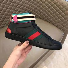 Load image into Gallery viewer, Gucci Unisex Ace Gucci Stripe High-Top Sneaker in 5.1 cm Height-Black