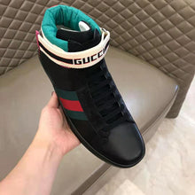 Load image into Gallery viewer, Gucci Unisex Ace Gucci Stripe High-Top Sneaker in 5.1 cm Height-Black