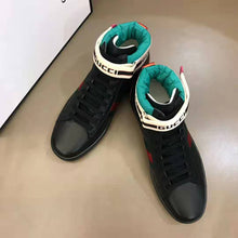 Load image into Gallery viewer, Gucci Unisex Ace Gucci Stripe High-Top Sneaker in 5.1 cm Height-Black