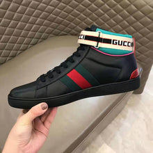 Load image into Gallery viewer, Gucci Unisex Ace Gucci Stripe High-Top Sneaker in 5.1 cm Height-Black
