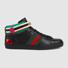 Load image into Gallery viewer, Gucci Unisex Ace Gucci Stripe High-Top Sneaker in 5.1 cm Height-Black