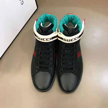 Load image into Gallery viewer, Gucci Unisex Ace Gucci Stripe High-Top Sneaker in 5.1 cm Height-Black