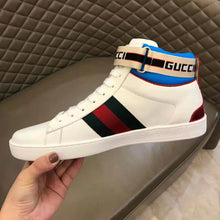 Load image into Gallery viewer, Gucci Unisex Ace Gucci Stripe High-Top Sneaker in 5.1 cm Height-White