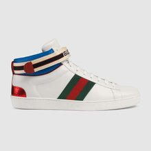 Load image into Gallery viewer, Gucci Unisex Ace Gucci Stripe High-Top Sneaker in 5.1 cm Height-White