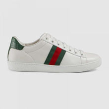 Load image into Gallery viewer, Gucci Unisex Ace Leather Sneaker White Leather with Green Crocodile Detail