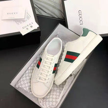 Load image into Gallery viewer, Gucci Unisex Ace Leather Sneaker White Leather with Green Crocodile Detail