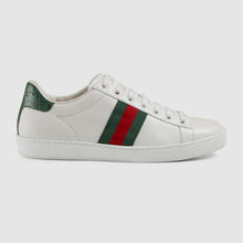 Load image into Gallery viewer, Gucci Unisex Ace Leather Sneaker White Leather with Green Crocodile Detail