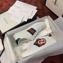 Load image into Gallery viewer, Gucci Unisex Ace Sneaker with GG Apple in White Leather 2 cm Heel