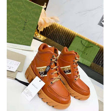 Load image into Gallery viewer, Gucci Unisex Ankle Boot with Interlocking G Cuir Leather Interlocking G Jacquard Stripe