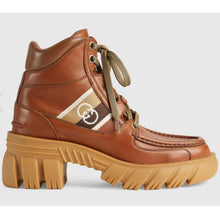 Load image into Gallery viewer, Gucci Unisex Ankle Boot with Interlocking G Cuir Leather Interlocking G Jacquard Stripe