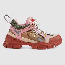 Load image into Gallery viewer, Gucci Unisex Flashtrek Sneaker in Brown and Pink Leather 5.6 cm Heel