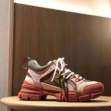 Load image into Gallery viewer, Gucci Unisex Flashtrek Sneaker in Brown and Pink Leather 5.6 cm Heel